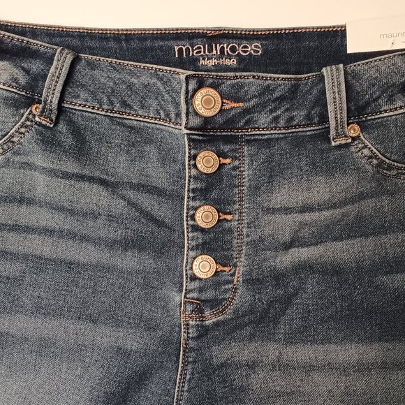 NWT Maurices Jegging Size XL Short High Rise Buttonfly Skinny Leg Medium Wash - Picture 5 of 10
